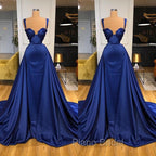Chic Royal Blue Straps Sweetheart Formal Prom Dresses Overskirt Long