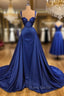 Chic Royal Blue Straps Sweetheart Formal Prom Dresses Overskirt Long