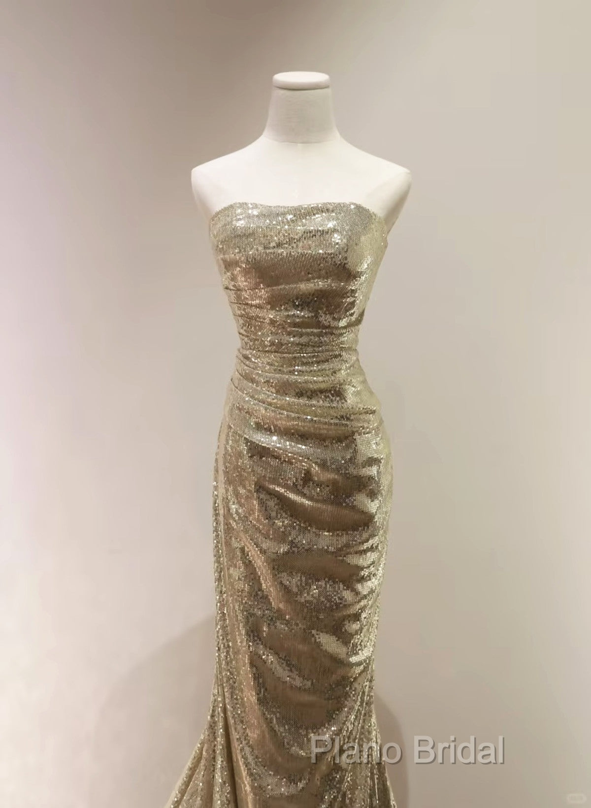 Chic Sequins Mermaid Scoop Long Formal Dresses, Gold Long Formal Prom Dresses Party Dresses