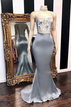 Chic Sequins Sleeveless Mermaid Formal Prom Dresses Glitter New Arrival Halter Red Evening Gowns