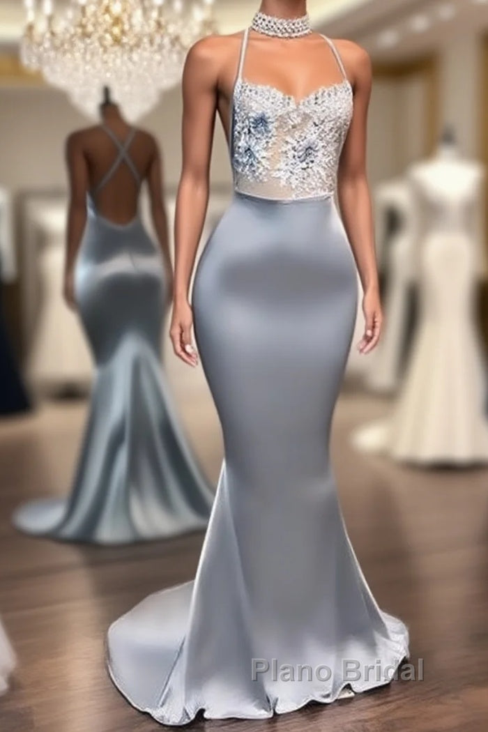 Chic Sequins Sleeveless Mermaid Formal Prom Dresses Glitter New Arrival Halter Red Evening Gowns Main image