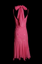 Chic Sheath Short  Formal Prom Dresses Chiffon Beaded Hot Pink Birthday Dresses Sleeveless Formal Evening Dresses
