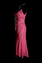Chic Sheath Short  Formal Prom Dresses Chiffon Beaded Hot Pink Birthday Dresses Sleeveless Formal Evening Dresses