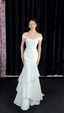 Chic Mermaid White Bridal Shower Dresses Chiffon Off-Shoulder Long Formal Evening Dresses