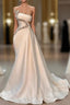 Chic Strapless Sleeveless Waist Hollow Beaded Empire Ruched Satin Formal Prom Dresses