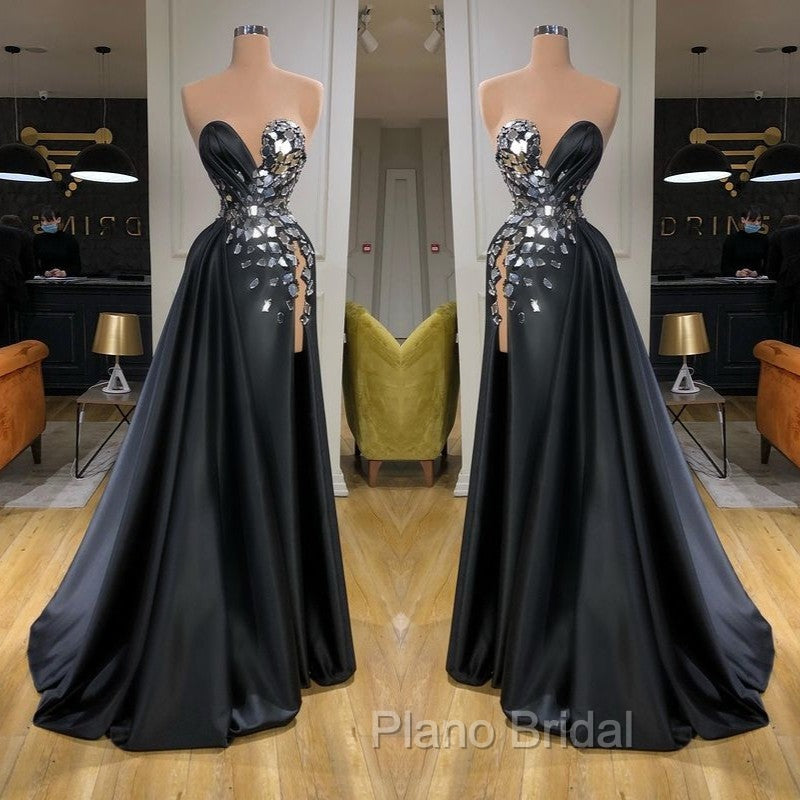 Chic Sweetheart Crystal Long Formal Prom Dresses With Split Online