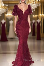 Chic V-neck Flower(s) Mermaid Formal Prom Dress