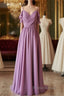 Chiffon Dusty Purple Wedding Guest Dresses Straps Long Bridesmaid Dresses