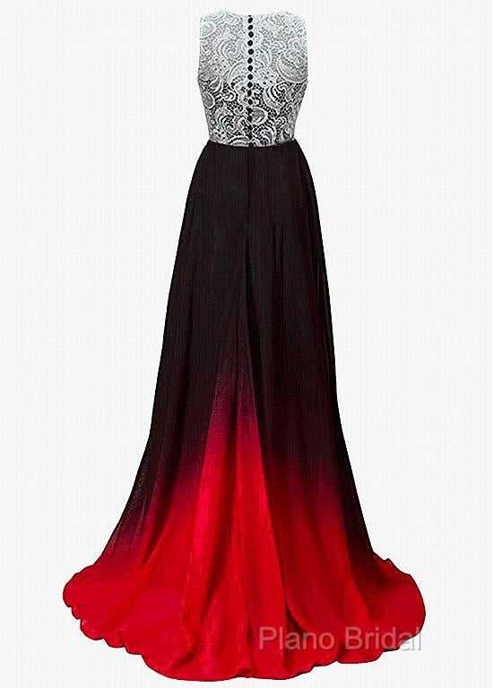 Chiffon Jewel Neckline Ombre A-Line Formal Dresses