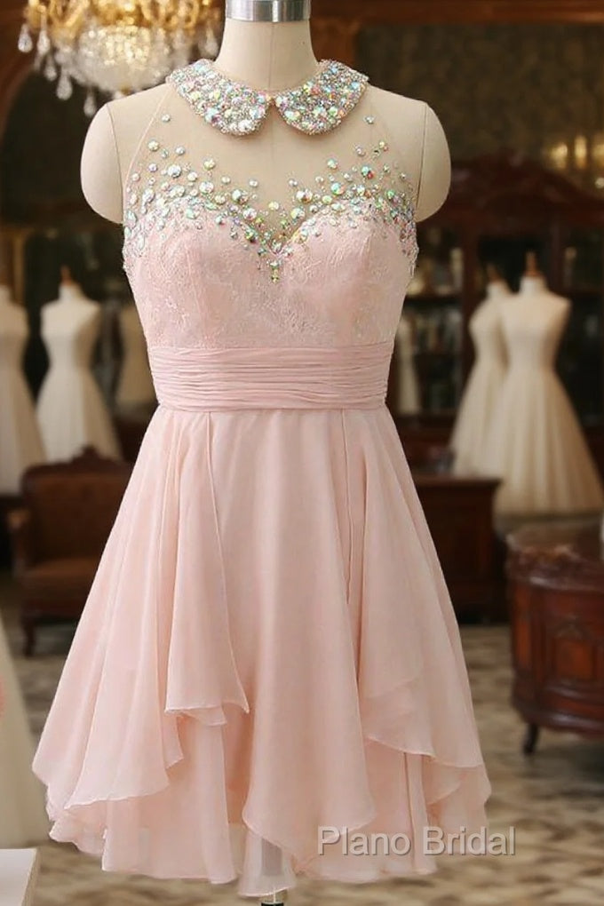 Chiffon Mini Homecoming Dresses Light Pink Party Dresses