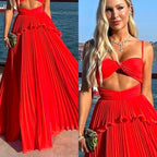 Chiffon Formal Prom Dresses Spaghetti Strap Floor Length Sleeveless Formal Evening Dresses