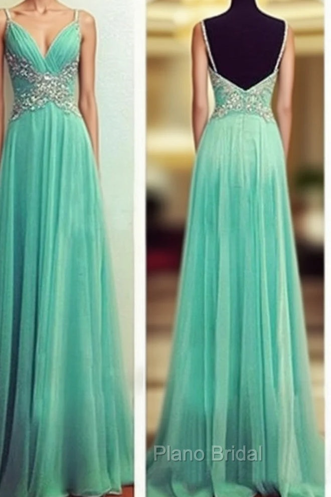 Chiffon Spaghetti Straps Sleeveless Floor-Length With Beading Dresses Main image