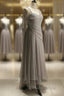Chiffon Spaghetti Straps Transparent Beads Sweetheart Neck Grey Long Formal Prom Dresses