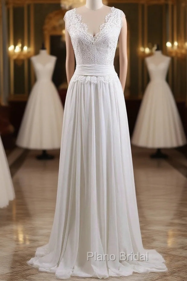 Chiffon Wedding Gown A line Summer Wedding Dresses Lace Bridal Dresses Main image