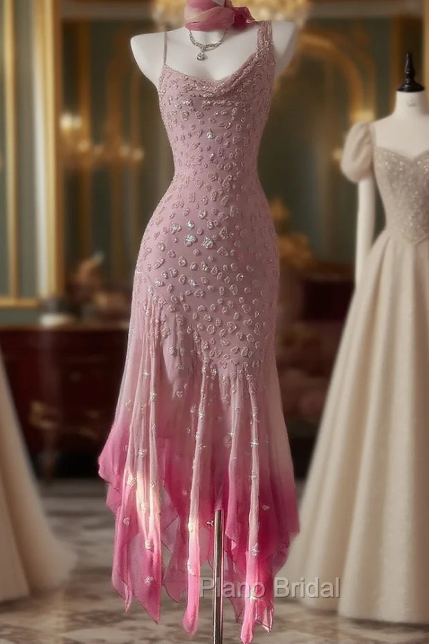 Cinderella Pink A-Line Evening Gown - Iridescent Beaded Tulle With Soft Chiffon Layers For Sweet 16 Main image
