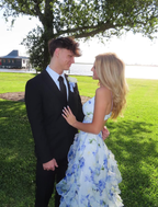 Classic Blue Floral Formal Prom Dresses Long Formal Evening Gown