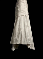 Classic Ivory Strapless Ruffled Satin Mermaid Long Formal Prom Dresses