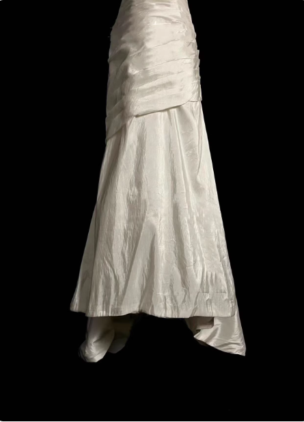 Classic Ivory Strapless Ruffled Satin Mermaid Long Formal Prom Dresses