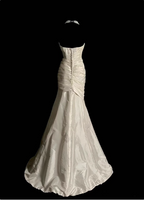 Classic Ivory Strapless Ruffled Satin Mermaid Long Formal Prom Dresses
