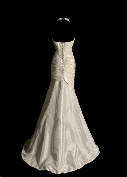 Classic Ivory Strapless Ruffled Satin Mermaid Long Formal Prom Dresses