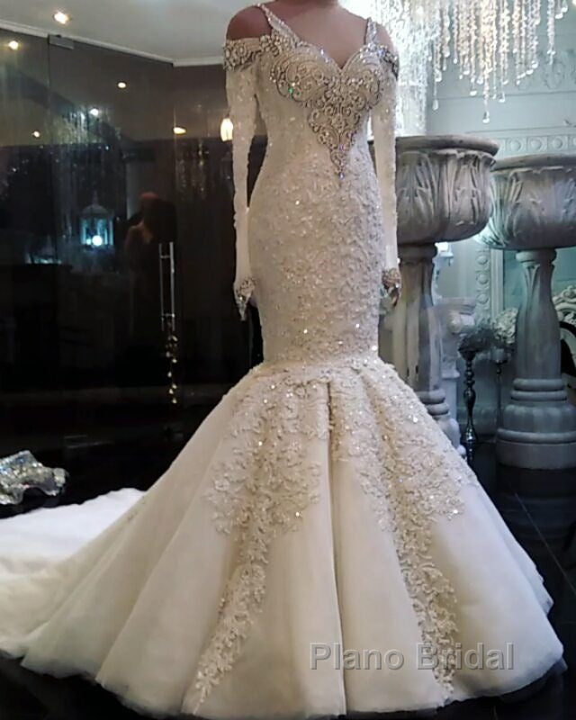 Classic Mermaid Long Sleeves Bridal Gowns Lace Wedding Dresses with Sleeves Secondary image