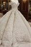 Classic Off theshoulder Luxurious Appliques Ball Gown Wedding Dress
