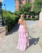 Classic Pink Formal Prom Dresses Long Formal Prom Gown 22Th Birthday Outfit