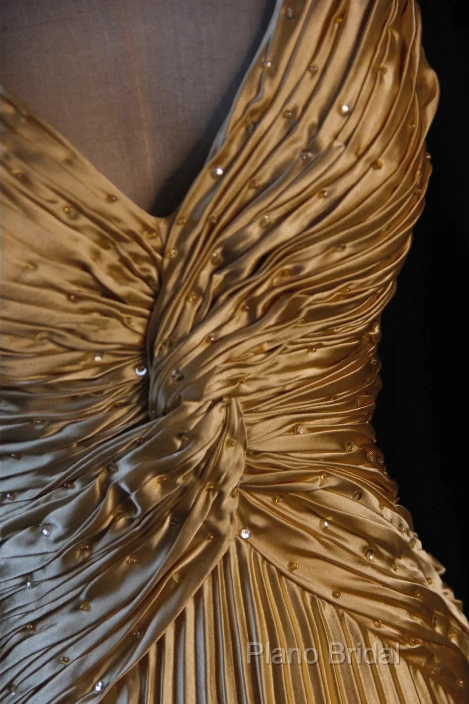 Classy A Line Halter Gold Satin Beads Long Formal Dresses Formal Prom Dresses