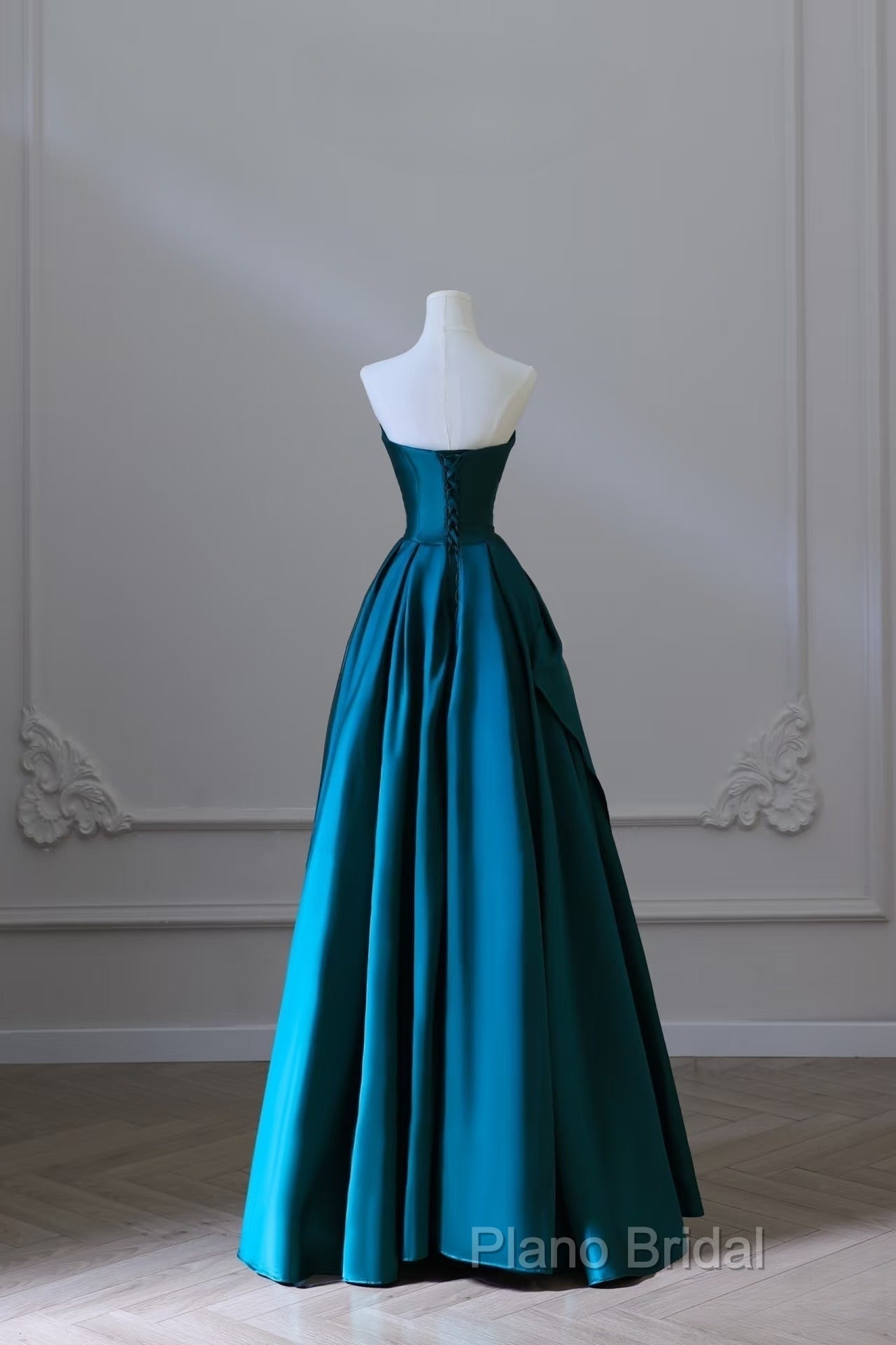 Classy Ball Gown Strapless Satin Ruffles Long Formal Dresses Formal Prom Dresses