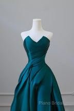 Classy Ball Gown Strapless Satin Ruffles Long Formal Dresses Formal Prom Dresses
