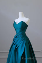 Classy Ball Gown Strapless Satin Ruffles Long Formal Dresses Formal Prom Dresses