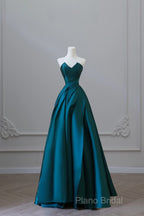 Classy Ball Gown Strapless Satin Ruffles Long Formal Dresses Formal Prom Dresses