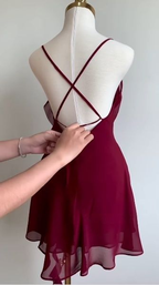 Classy Burgundy Chiffon Cocktail Dresses Short Party Dresses Homecoming Dresses