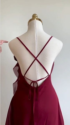 Classy Burgundy Chiffon Cocktail Dresses Short Party Dresses Homecoming Dresses