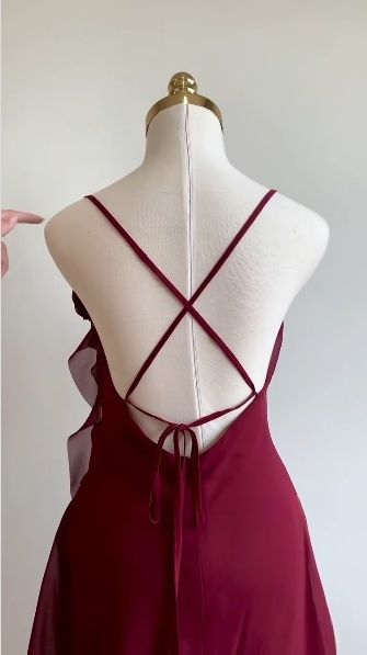 Classy Burgundy Chiffon Cocktail Dresses Short Party Dresses Homecoming Dresses
