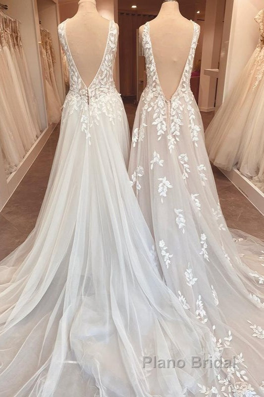 Classy Long A-Line Sweetheart Appliques Lace Open Back Wedding Dress Secondary image