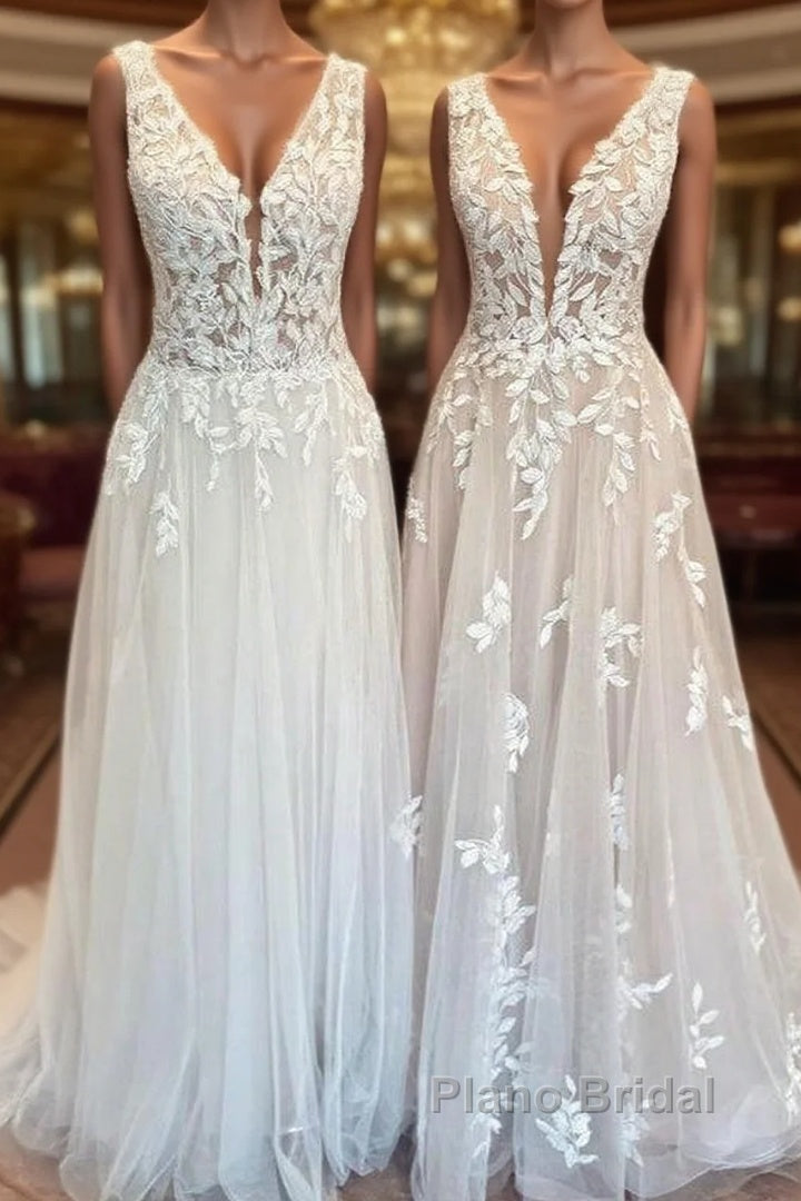Classy Long A-Line Sweetheart Appliques Lace Open Back Wedding Dress Main image