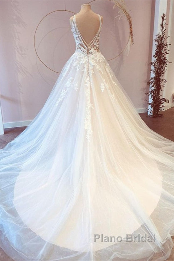 Classy Long Princess Sweetheart Tulle Appliques Lace Wedding Dresses Secondary image