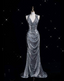 Classy Mermaid Halter Silver Sequin Long Formal Evening Dresses Sexy Formal Prom Dresses
