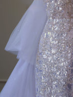 Classy Mermaid High Neckline Sequin Ruffles Long Formal Dresses Formal Prom Dresses