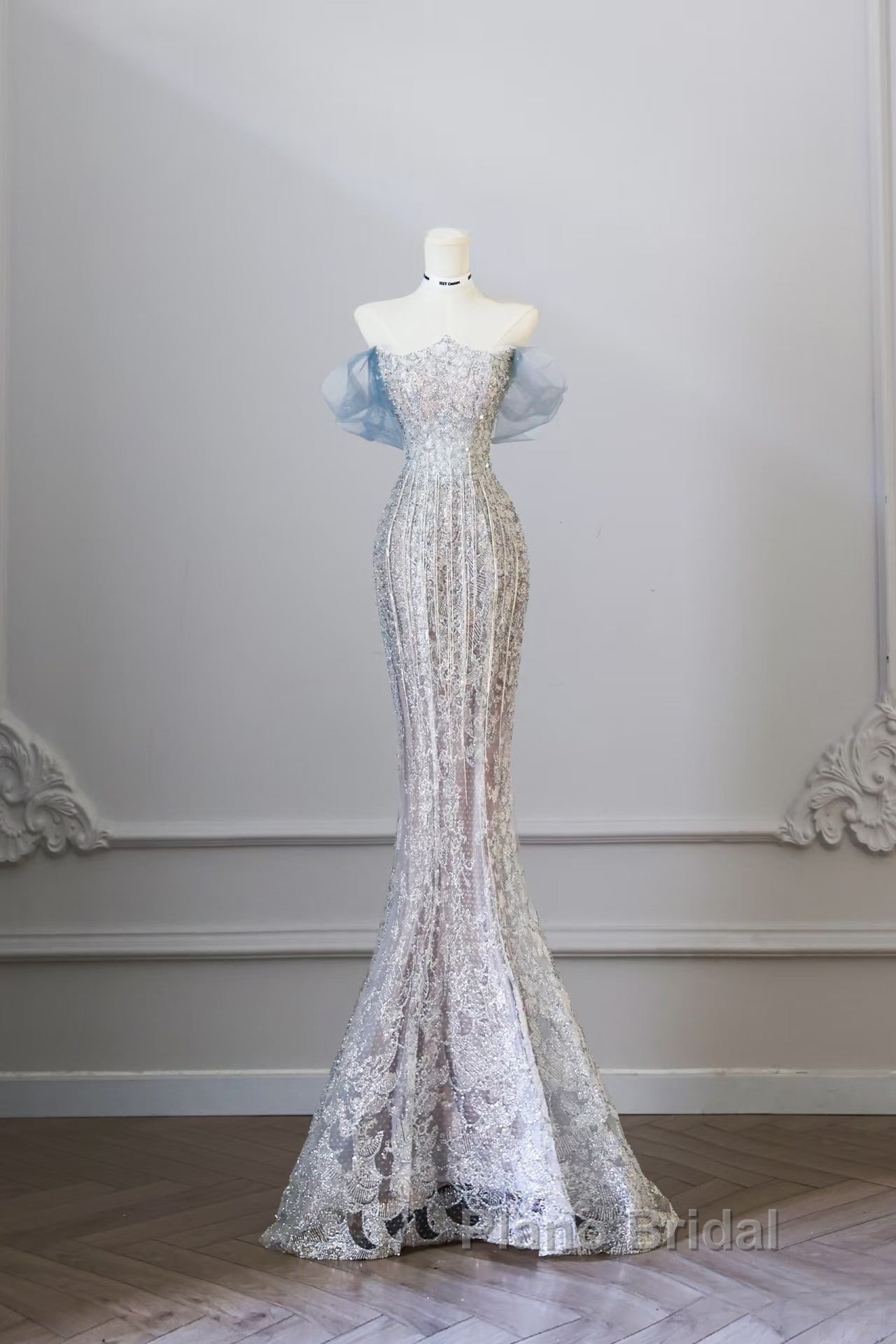 Classy Mermaid Off The Shoulder Neckline Sequin Ruffles Long Evening Dresses Formal Prom Dresses Secondary image