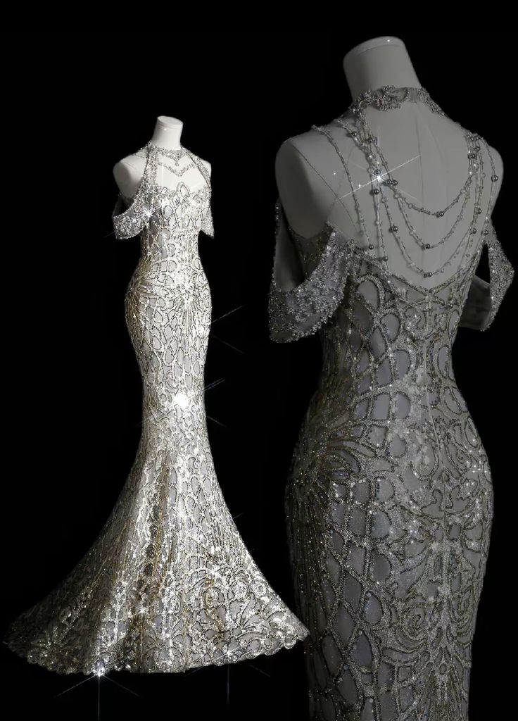 Classy Mermaid Off The Shoulder Silver Sequin Long Party Dresses Formal Prom Dresses Main image
