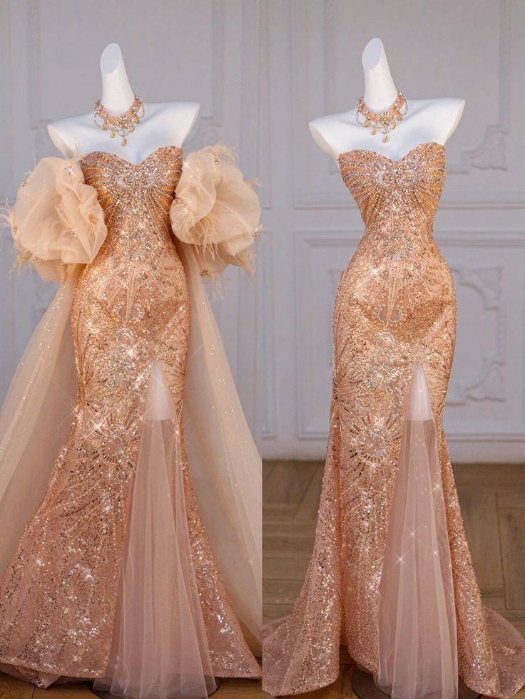 Classy Mermaid Off The Shoulder Slit Sequin Long Party Dresses Formal Prom Dresses Secondary image