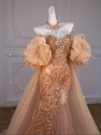 Classy Mermaid Off The Shoulder Slit Sequin Long Party Dresses Formal Prom Dresses