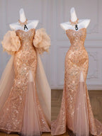 Classy Mermaid Off The Shoulder Slit Sequin Long Party Dresses Formal Prom Dresses