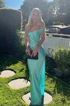 Classy Mermaid Off The Shoulder Yellow Satin Long Formal Evening Dresses Formal Prom Dresses