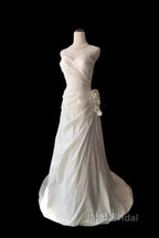 Classy Mermaid Spaghetti Straps White Satin Long Wedding Dresses Bridal Dresses