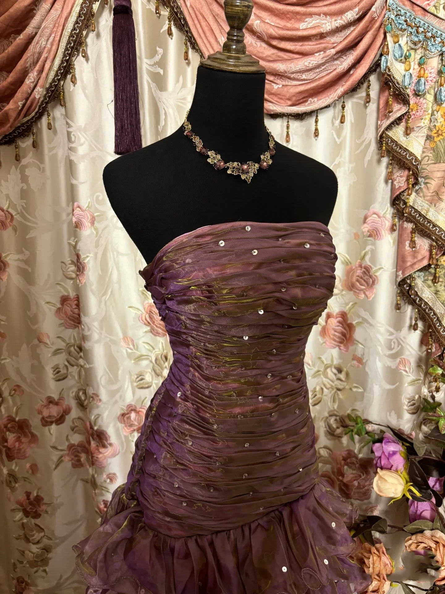 Classy Mermaid Strapless Ruffles Long Formal Evening Dresses Formal Prom Dresses Secondary image