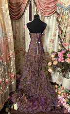 Classy Mermaid Strapless Ruffles Long Formal Evening Dresses Formal Prom Dresses