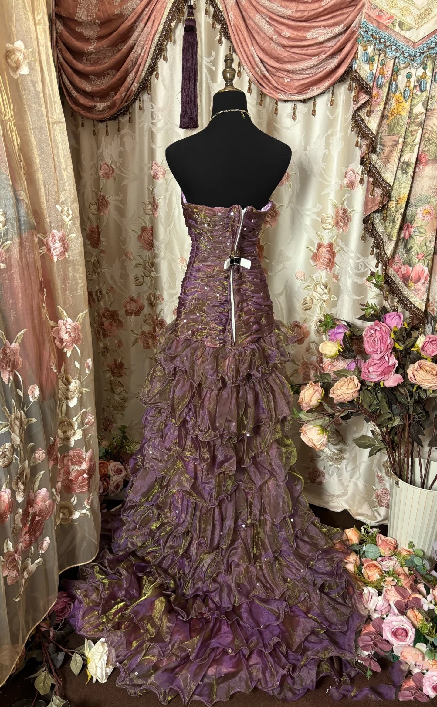 Classy Mermaid Strapless Ruffles Long Formal Evening Dresses Formal Prom Dresses